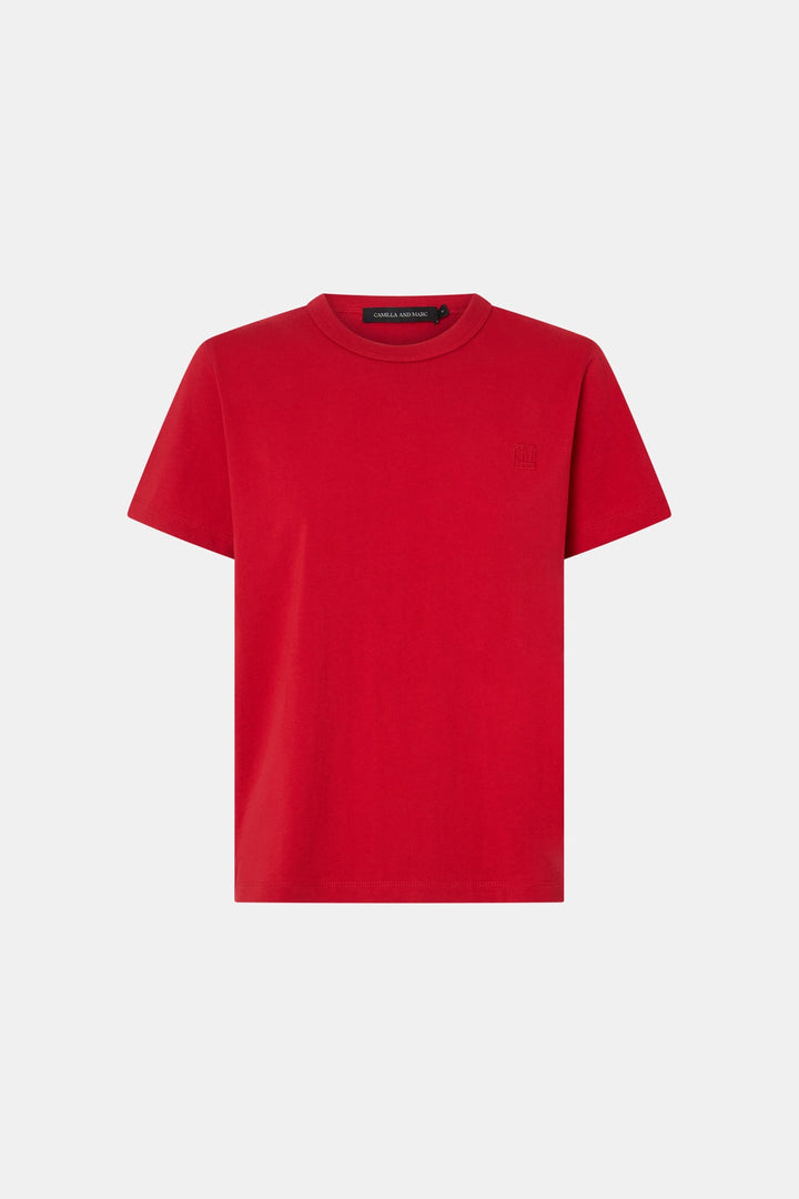 Rosa Monogram Neat Fit Tee - Poppy Red