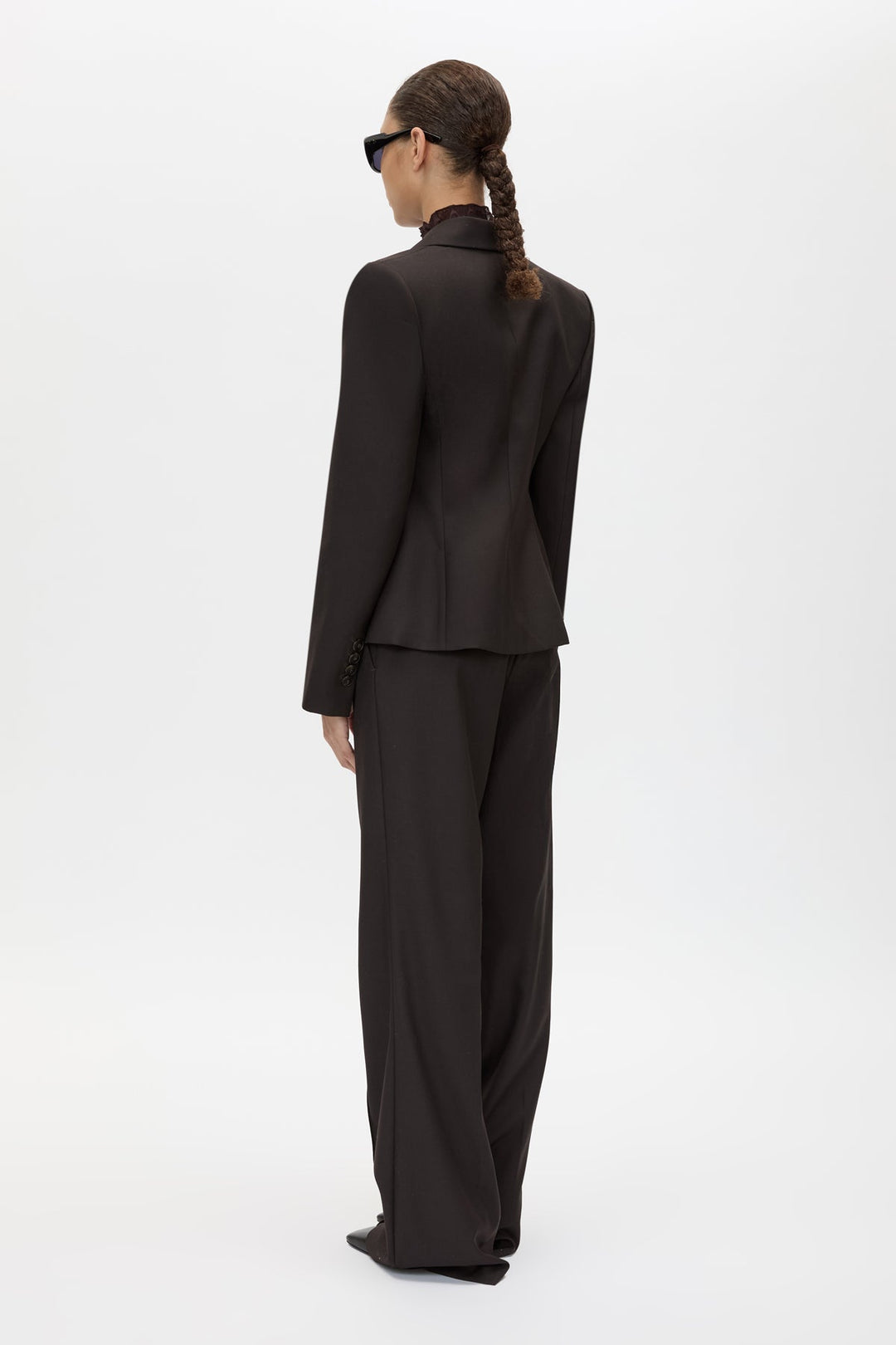 Saxony Fitted Blazer - Espresso Pindot