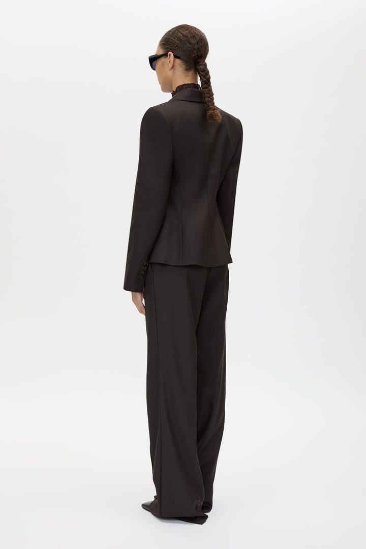 Saxony Fitted Blazer - Espresso Pindot