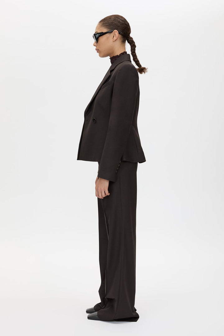 Saxony Fitted Blazer - Espresso Pindot