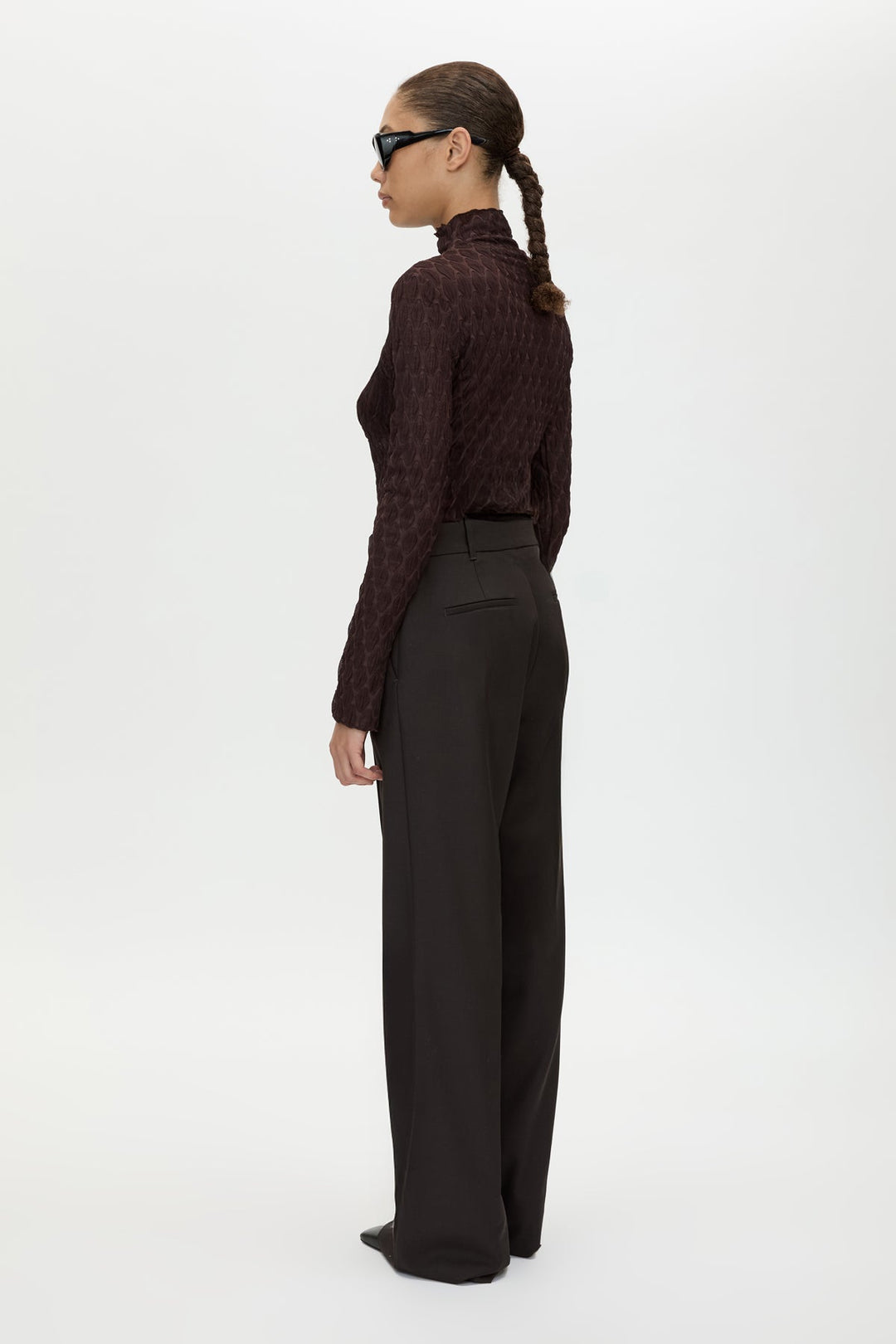 Saxony High Waisted Pant - Espresso Pindot