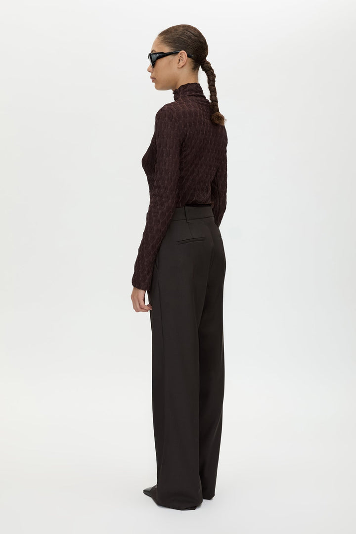 Saxony High Waisted Pant - Espresso Pindot