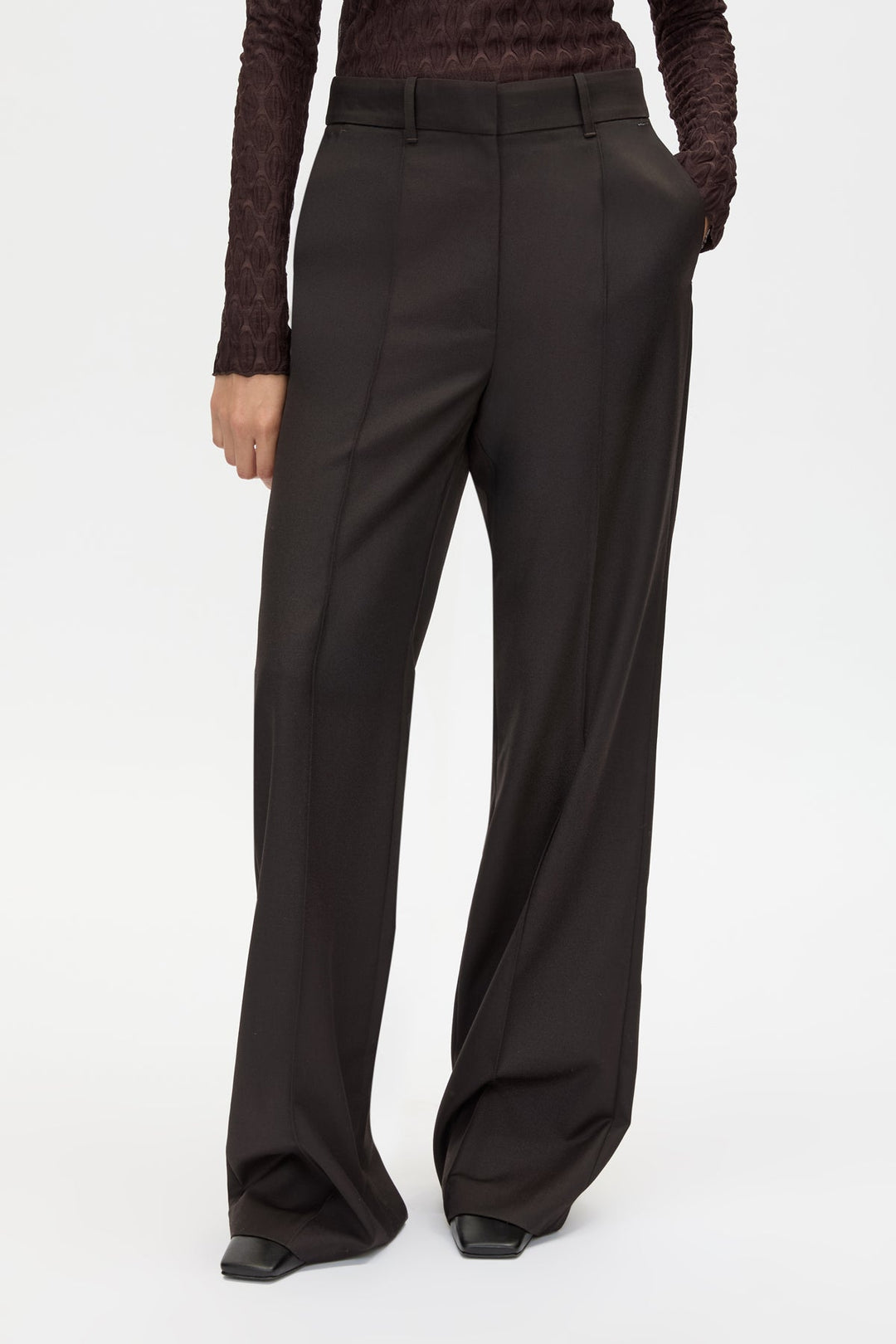 Saxony High Waisted Pant - Espresso Pindot