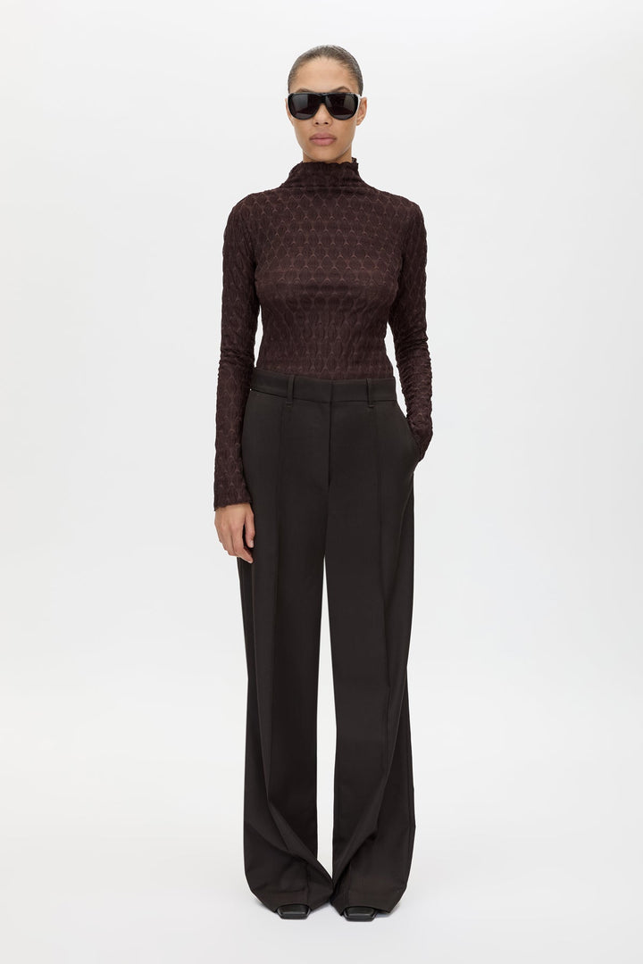 Saxony High Waisted Pant - Espresso Pindot