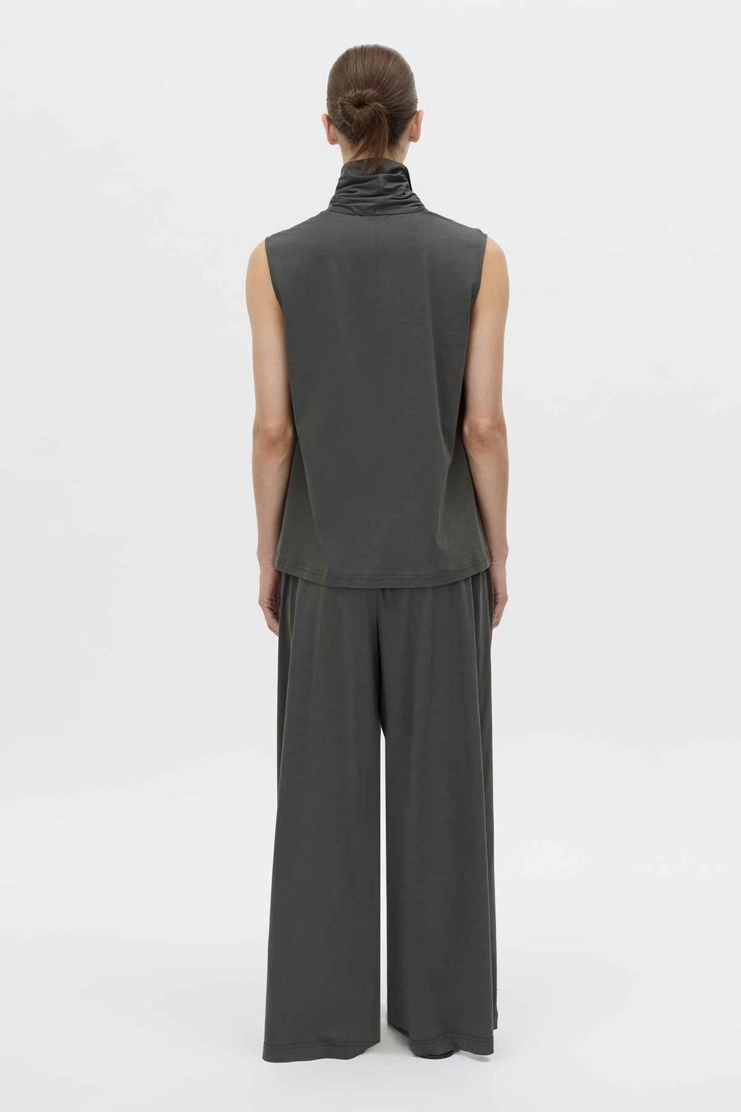 Senae Draped Knot Sleeveless Top - Charcoal