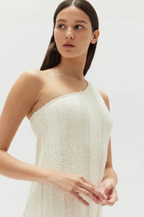 Caitlin Rib Knit Midi Dress - Antique White