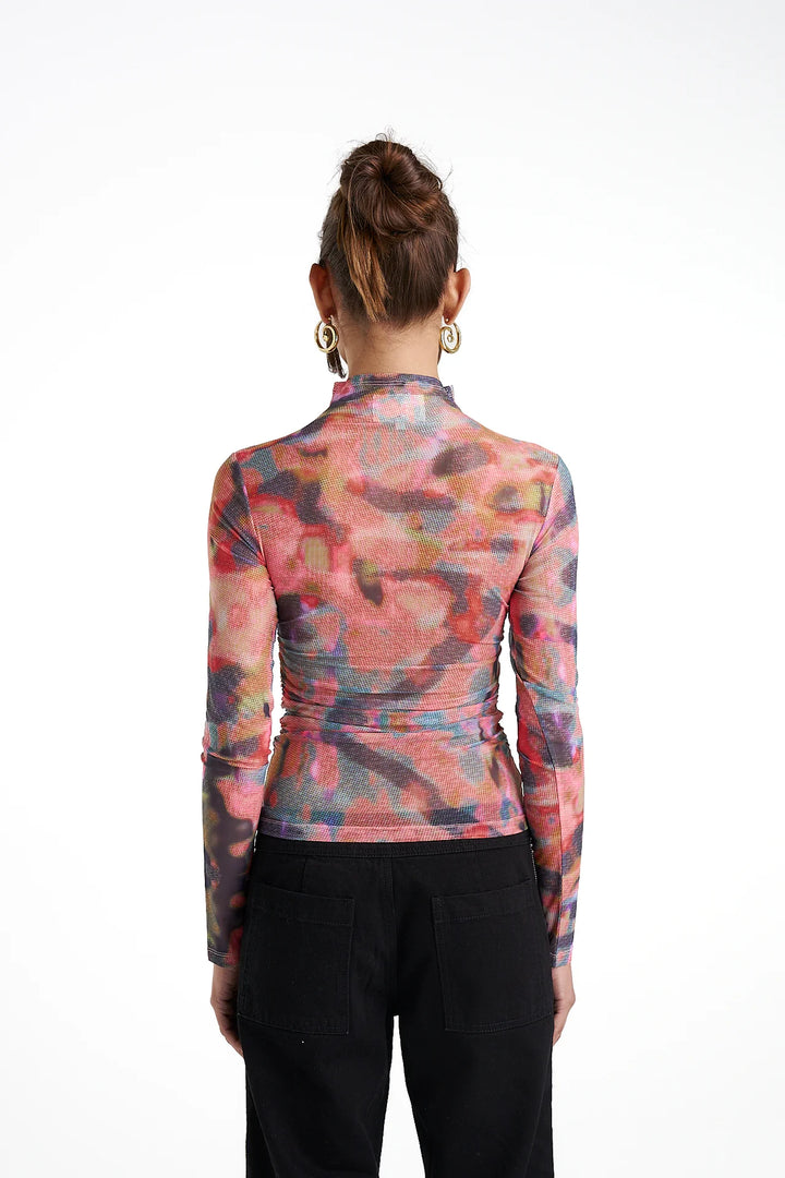 LS Ruched High Neck Top - Chamo