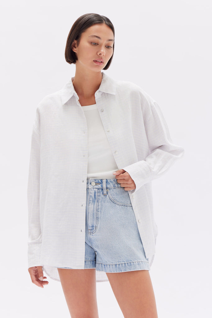 Check Linen Shirt - Blue Haze