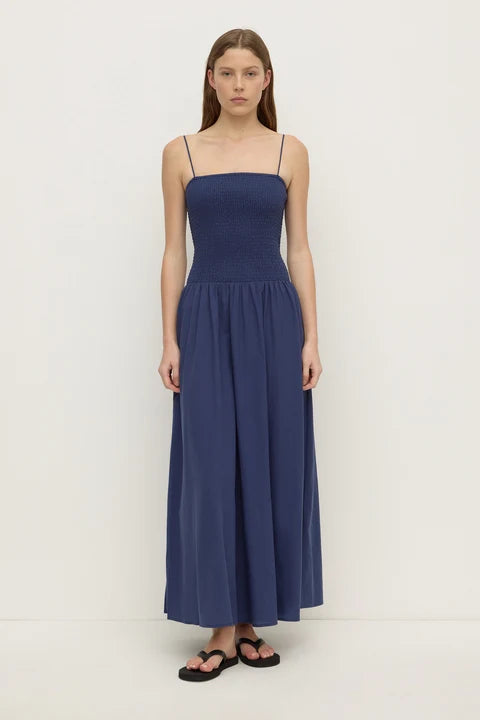 Connie Cotton Shirred Dress - Imperial Blue