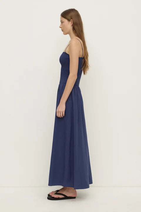 Connie Cotton Shirred Dress - Imperial Blue