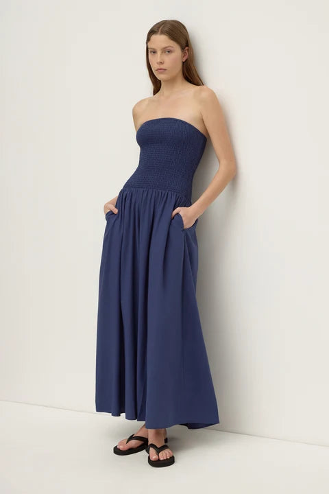 Connie Cotton Shirred Dress - Imperial Blue