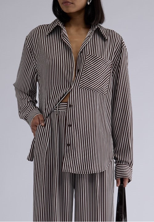 Jamie Stripe Shirt - Brown Stripe