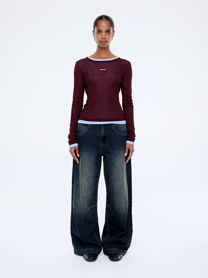 Blair LS Top - Deep Cherry Red