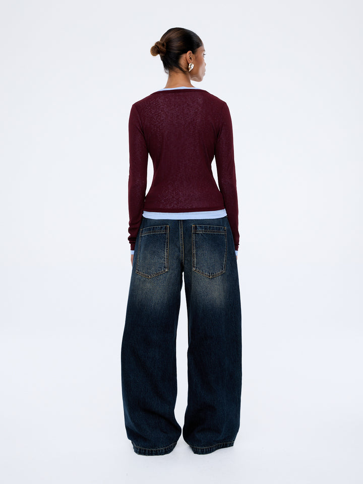 Blair LS Top - Deep Cherry Red
