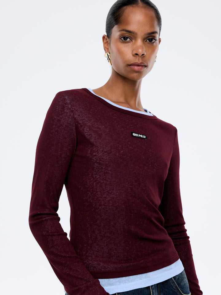 Blair LS Top - Deep Cherry Red