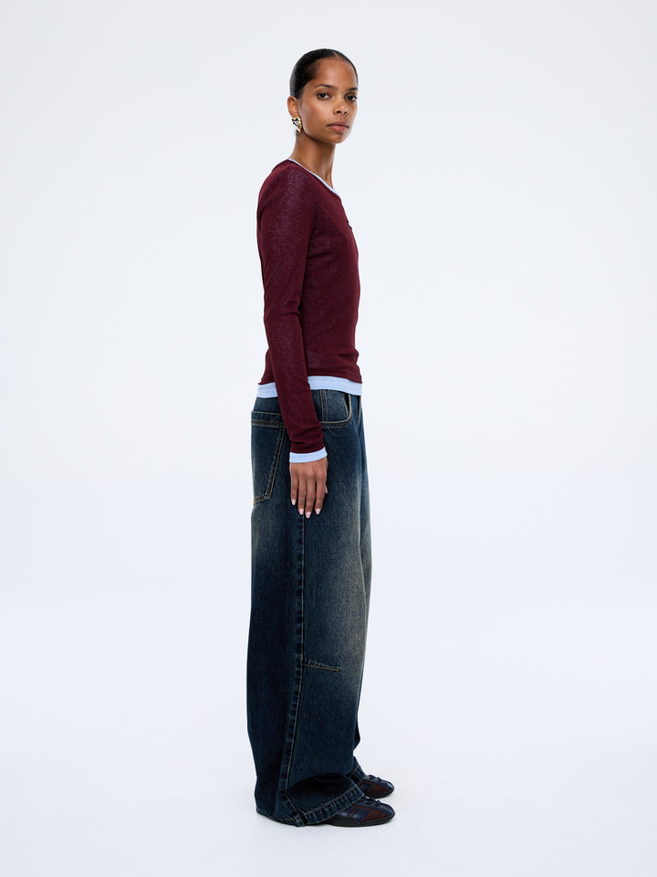 Blair LS Top - Deep Cherry Red