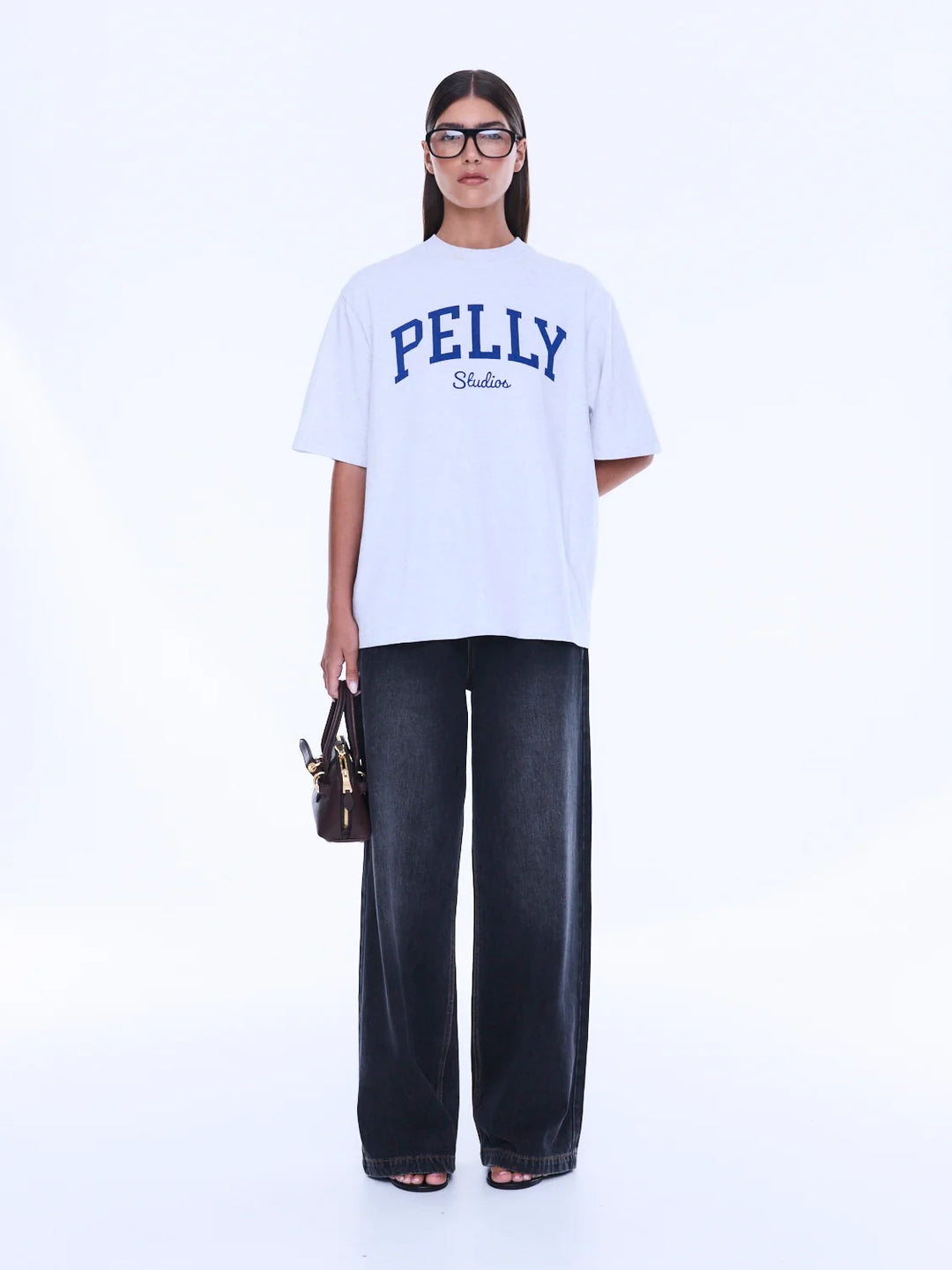 Sophia Relaxed Tee - White Marle/Pelly Studios