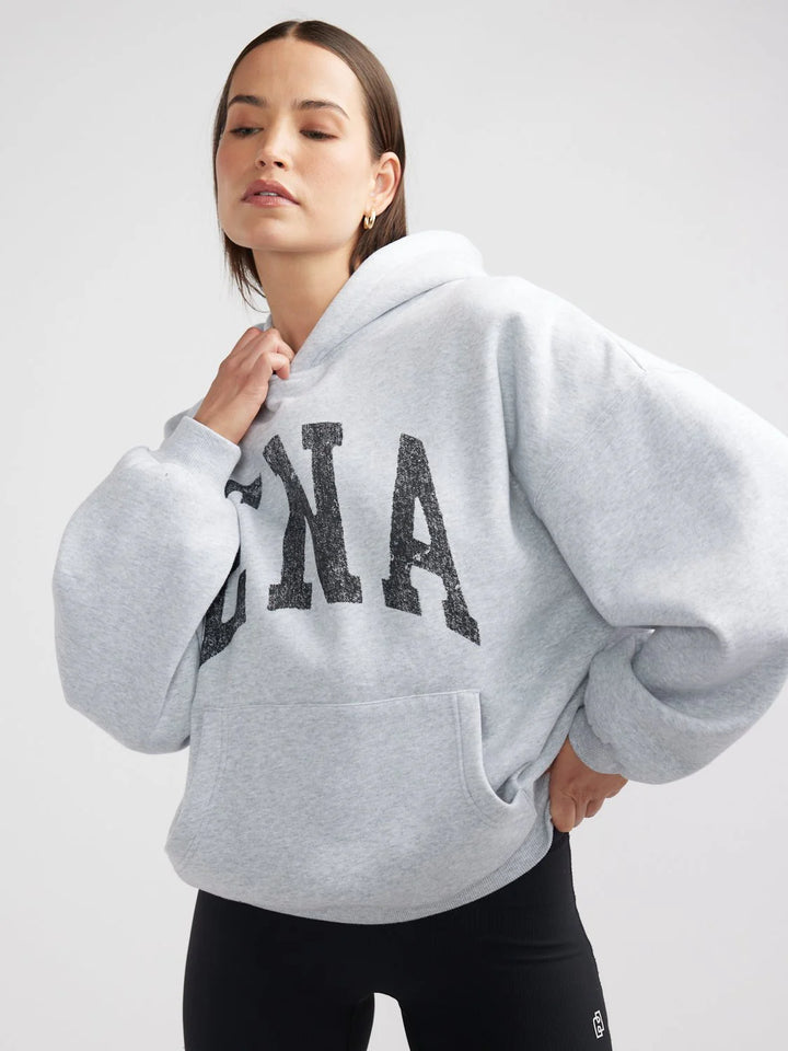 Collegiate Oversized Hoodie - Grey Marle