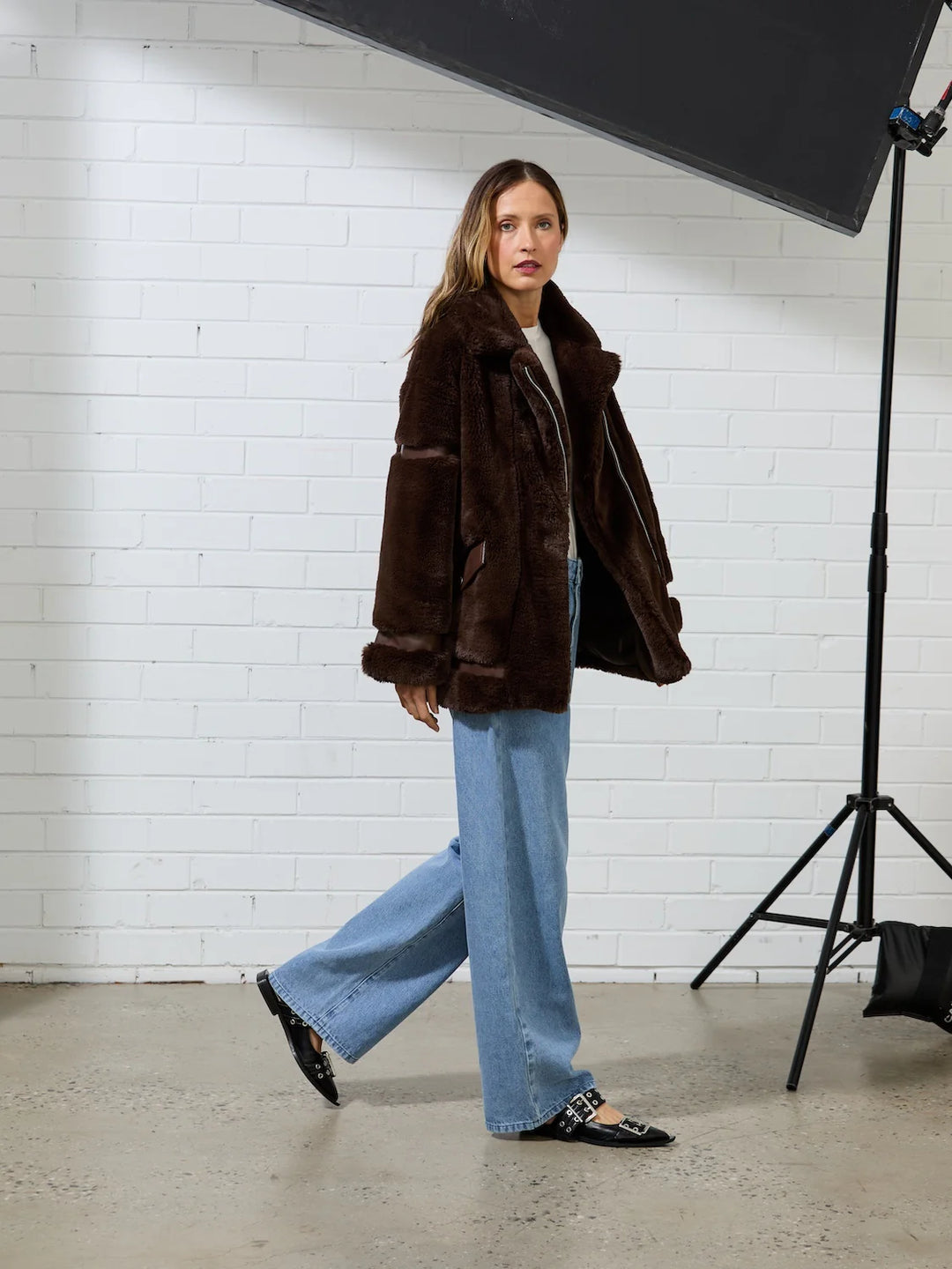 Clover Faux Fur Jacket - Chocolate