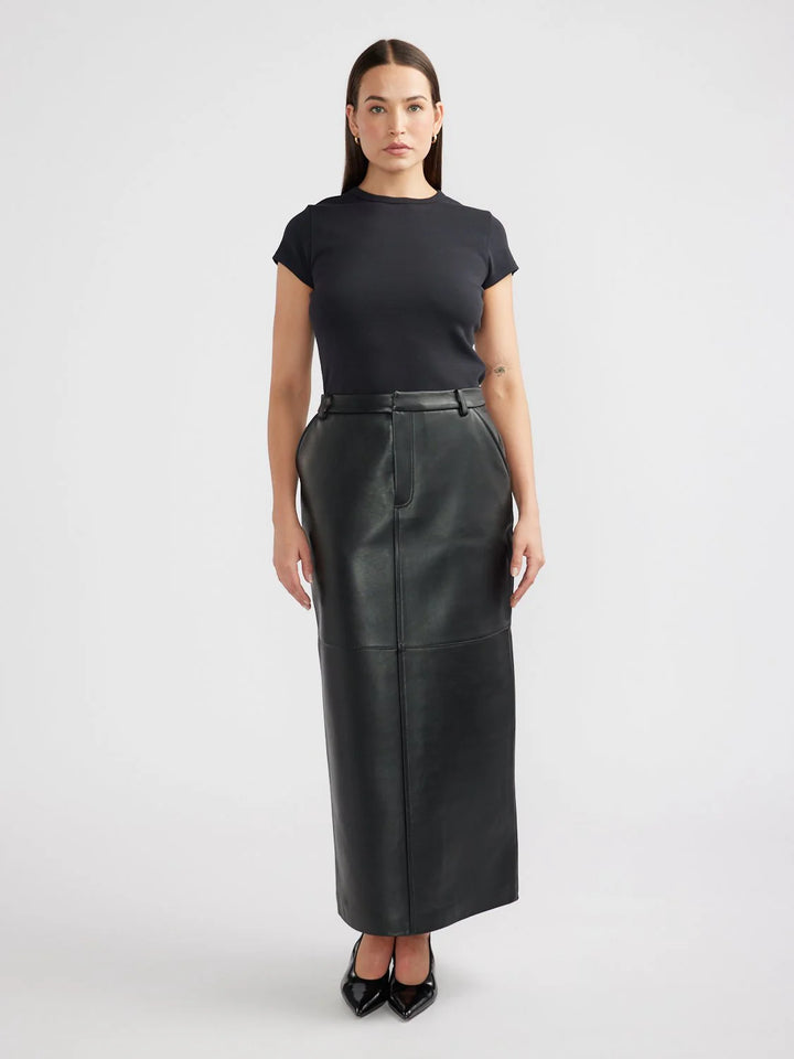 Arden Leather Maxi Skirt - Black