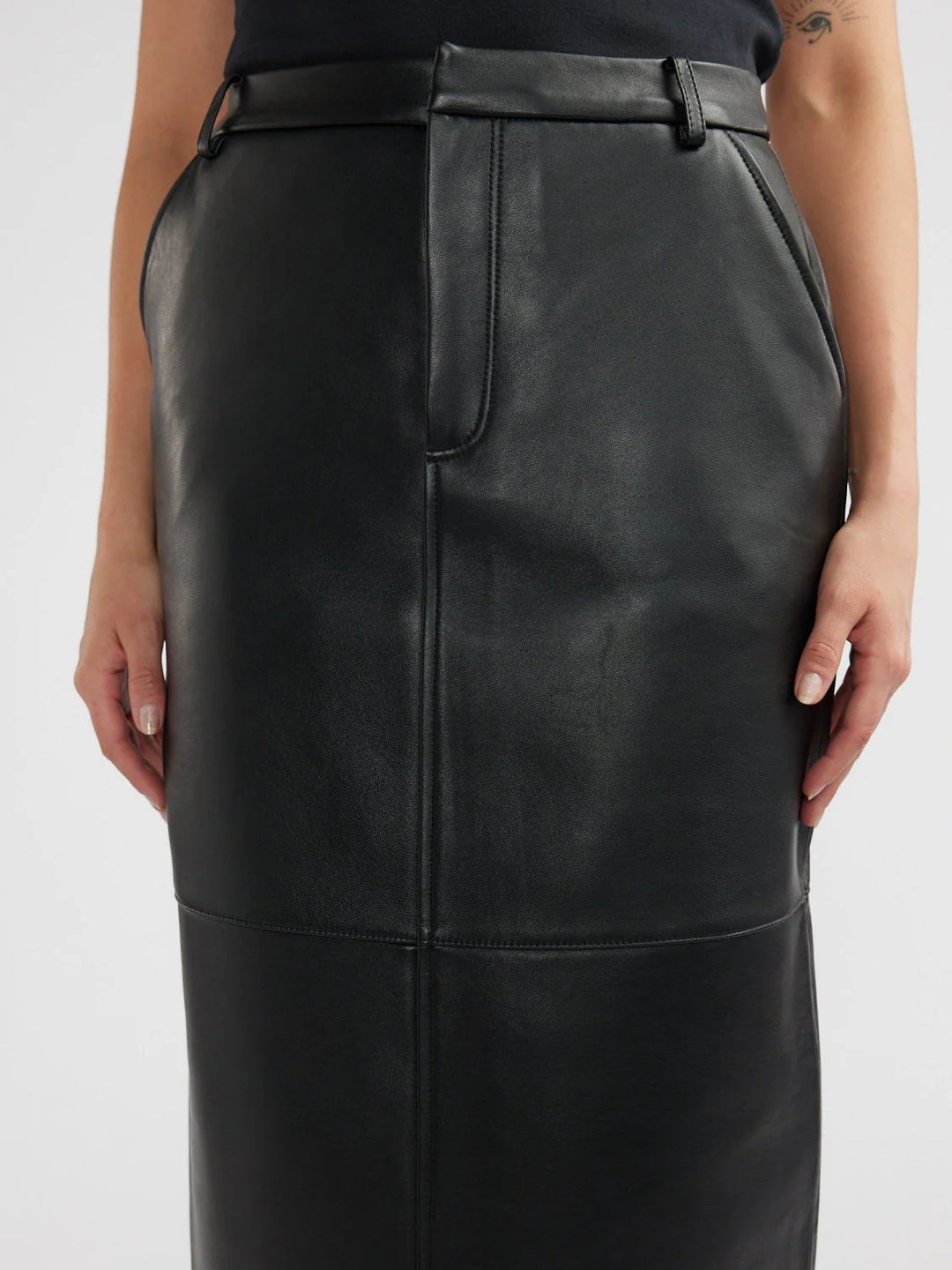 Arden Leather Maxi Skirt - Black