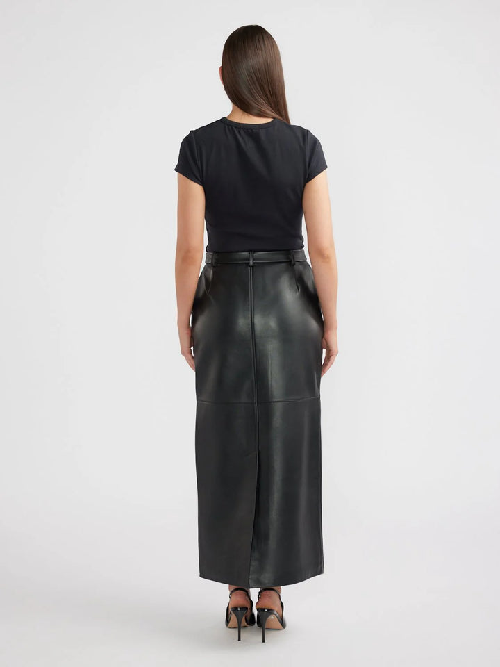 Arden Leather Maxi Skirt - Black