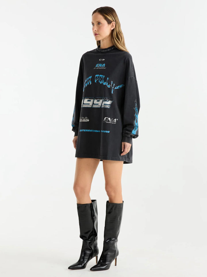 Speedway Tee Dress - Washed Black