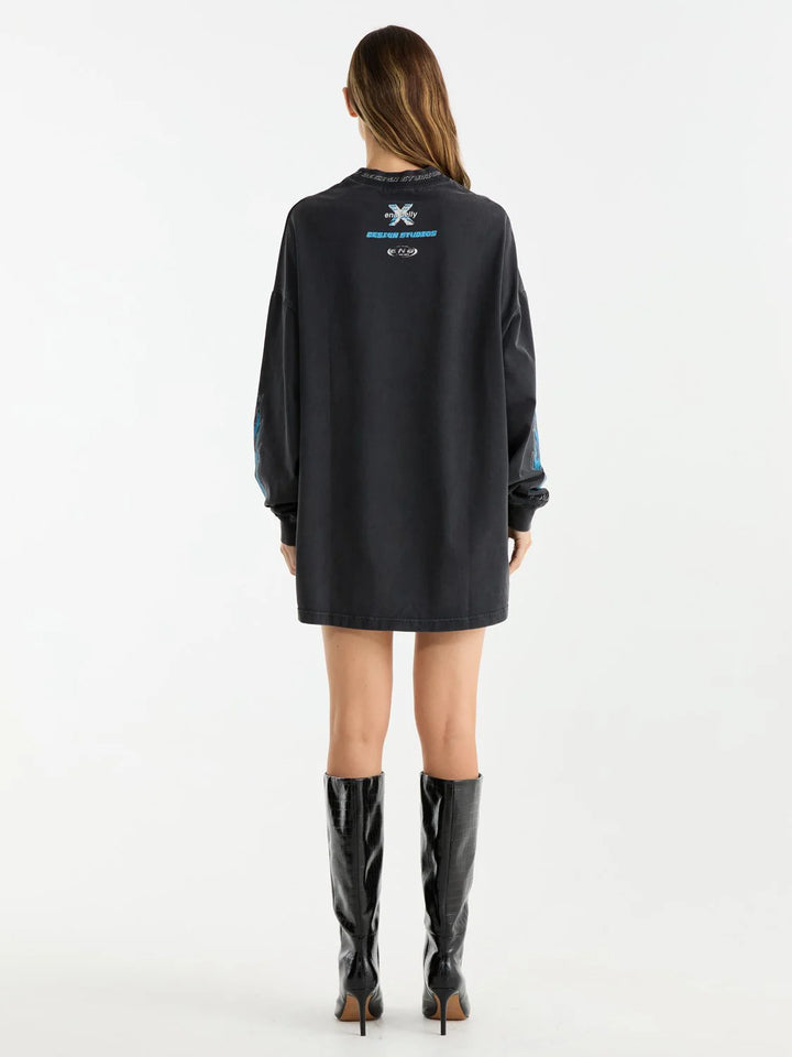 Speedway Tee Dress - Washed Black