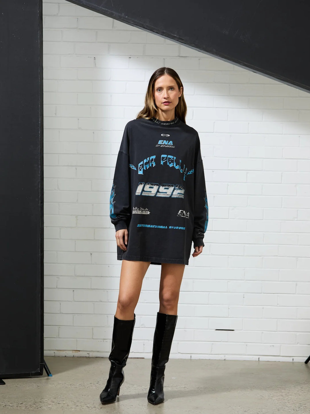 Speedway Tee Dress - Washed Black