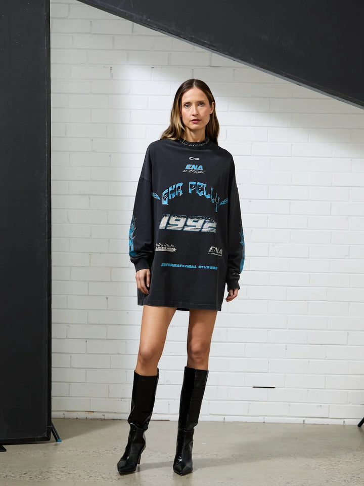 Speedway Tee Dress - Washed Black