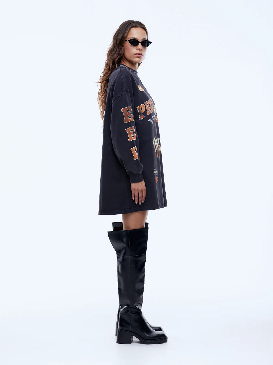 Pelly Sports Tee Dress - Washed Black