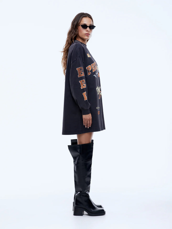 Pelly Sports Tee Dress - Washed Black