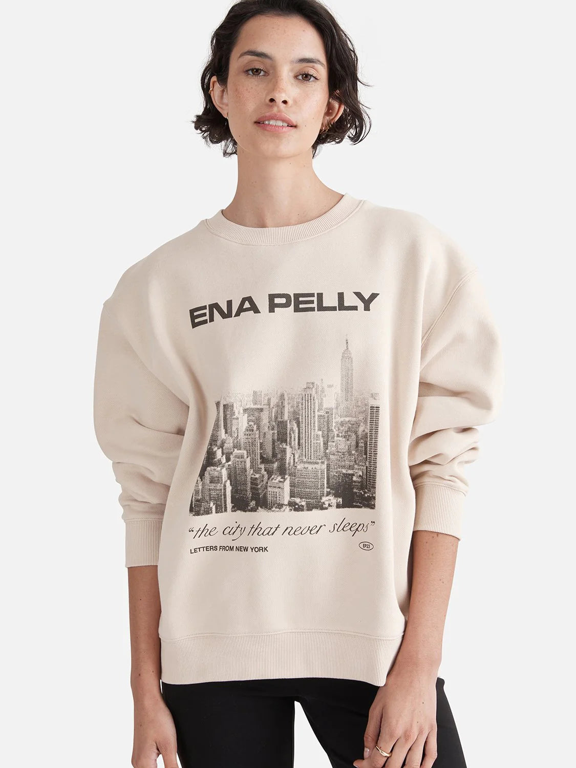 Letters From NY Oversized Sweater - Parchment