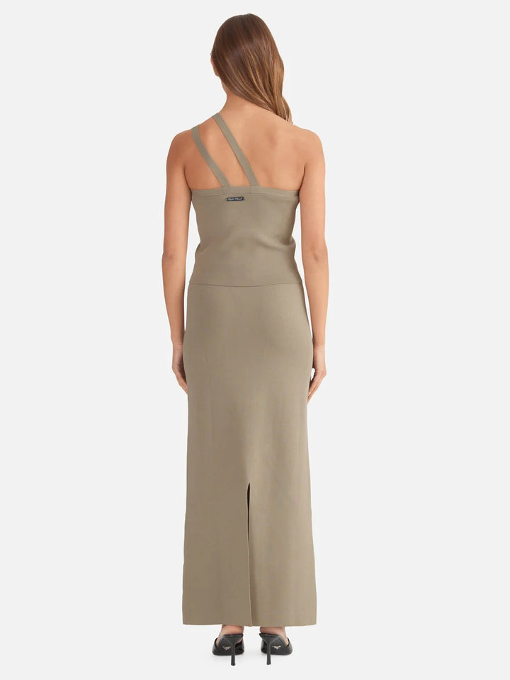Evie Luxe Asymmetric Knit Tank - Olive