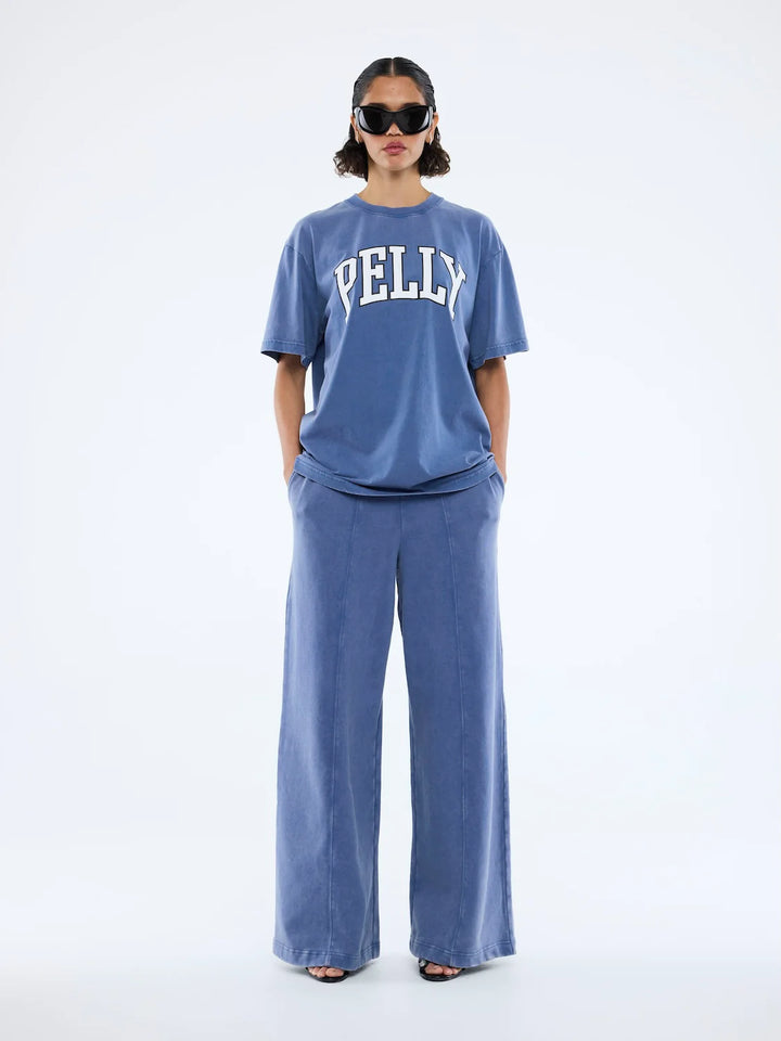Jessie Varsity Oversized Tee - Indigo Wash