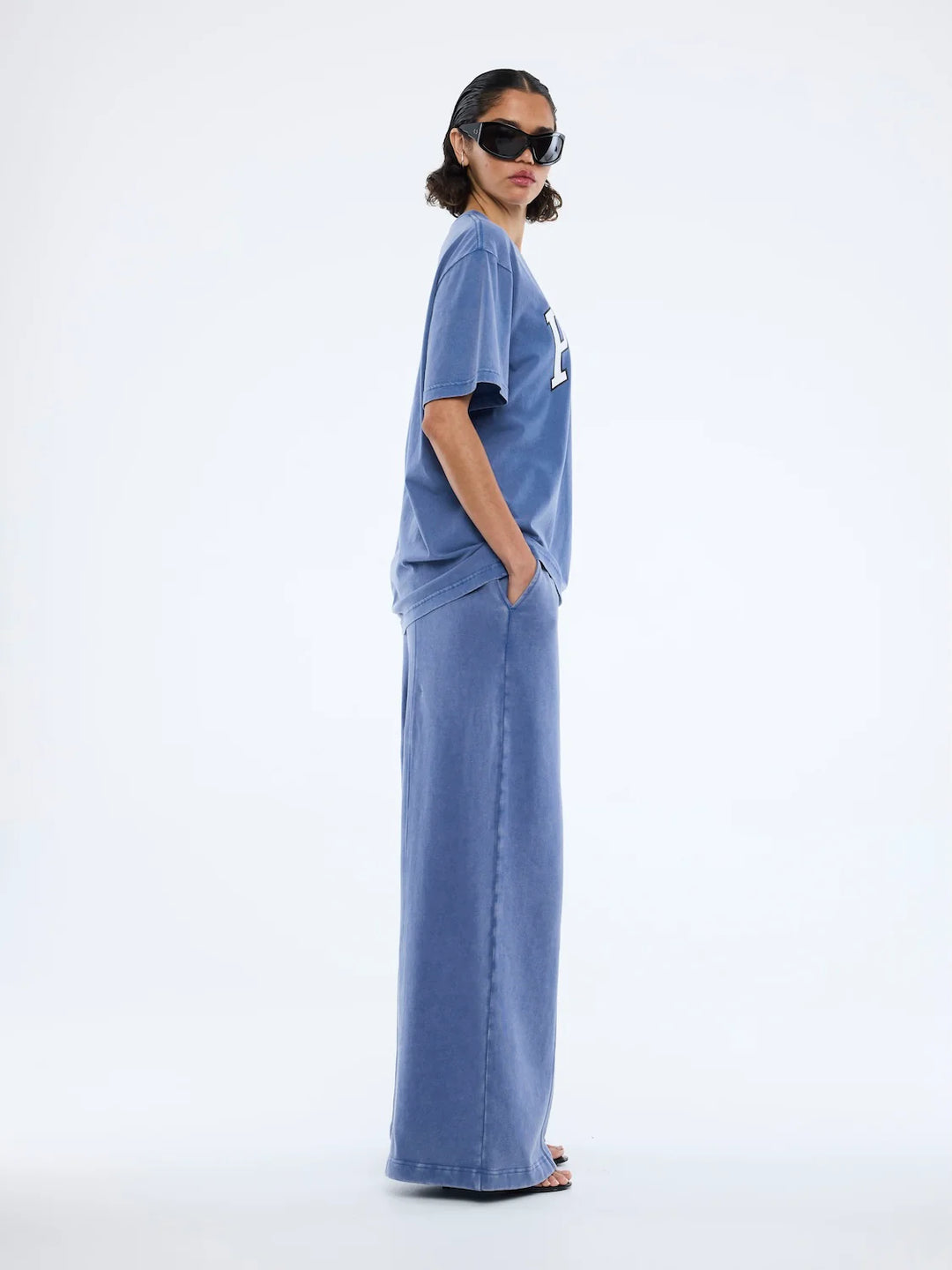 Jessie Varsity Oversized Tee - Indigo Wash