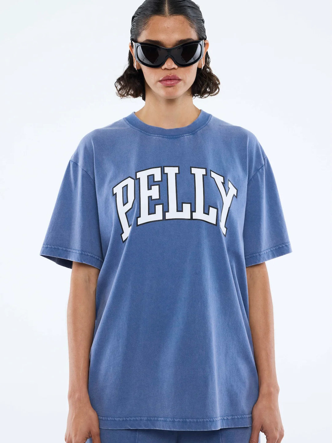 Jessie Varsity Oversized Tee - Indigo Wash