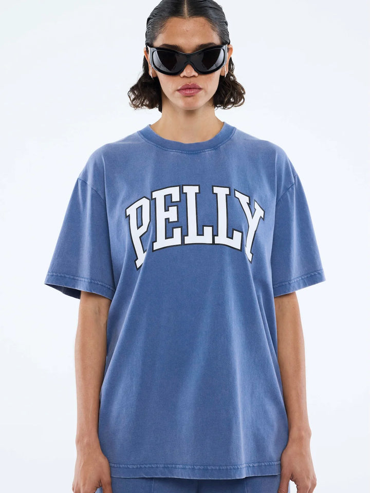 Jessie Varsity Oversized Tee - Indigo Wash