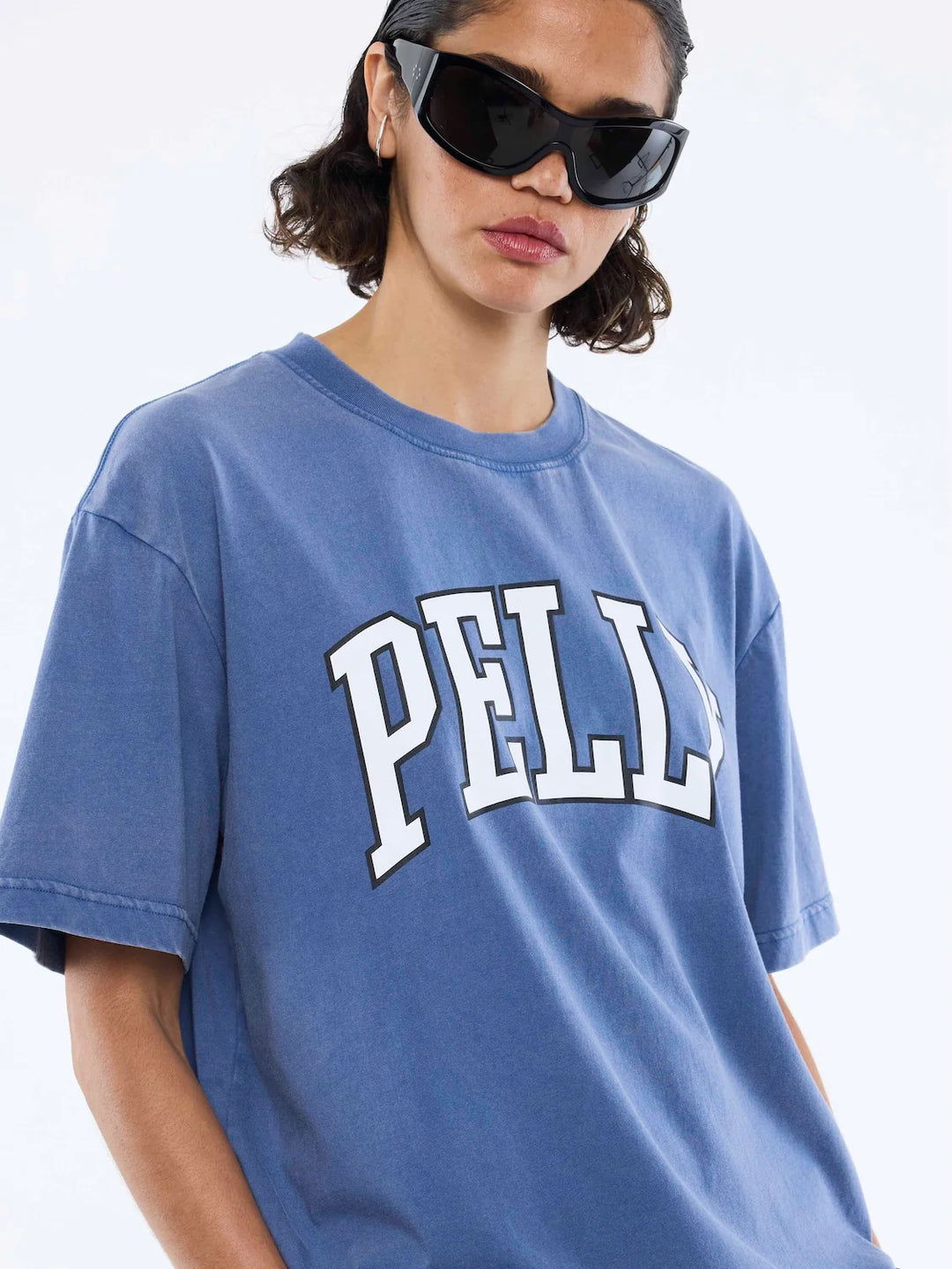 Jessie Varsity Oversized Tee - Indigo Wash