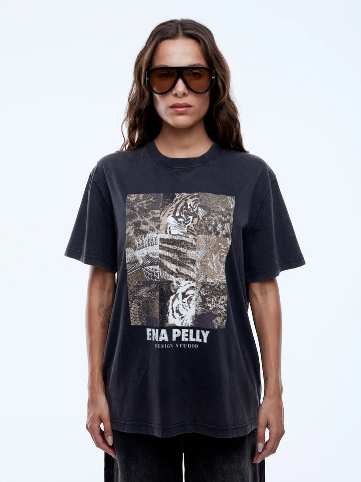Mixed Animal Tee - Vintage Black