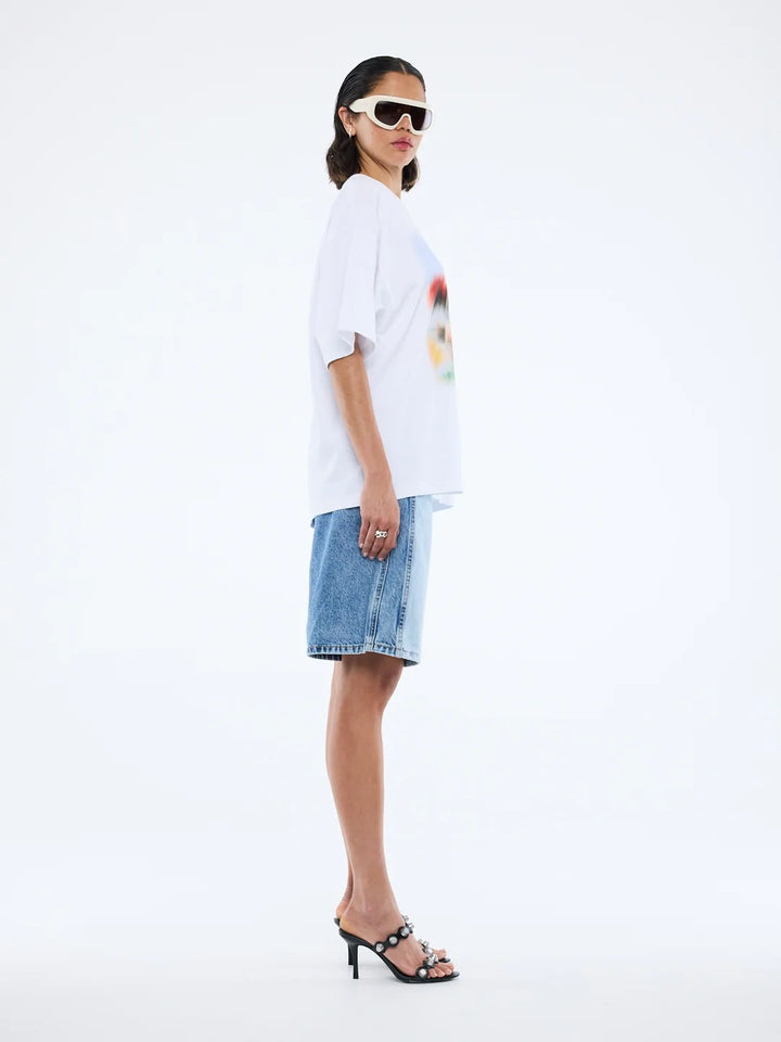 Blurred Daisy Frame Tee - White