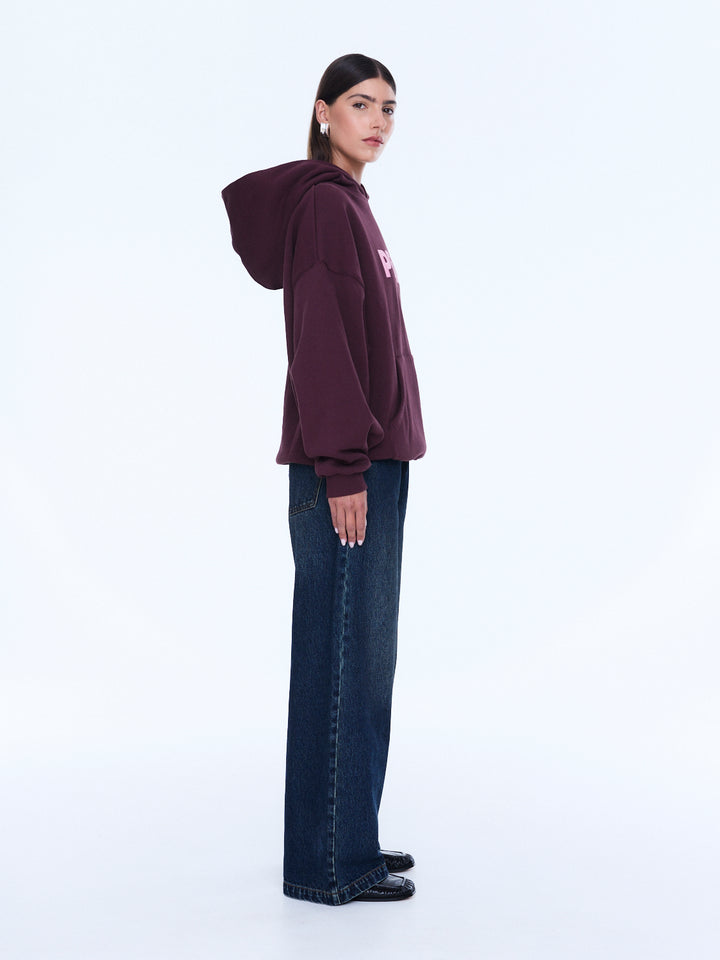 Cassie Oversized Hoodie - Deep Cherry Red / Pelly