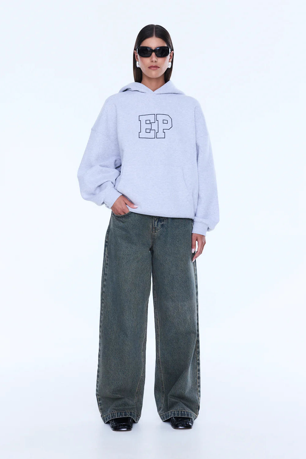 Cassie Oversized Hoodie - Mid Grey Marle