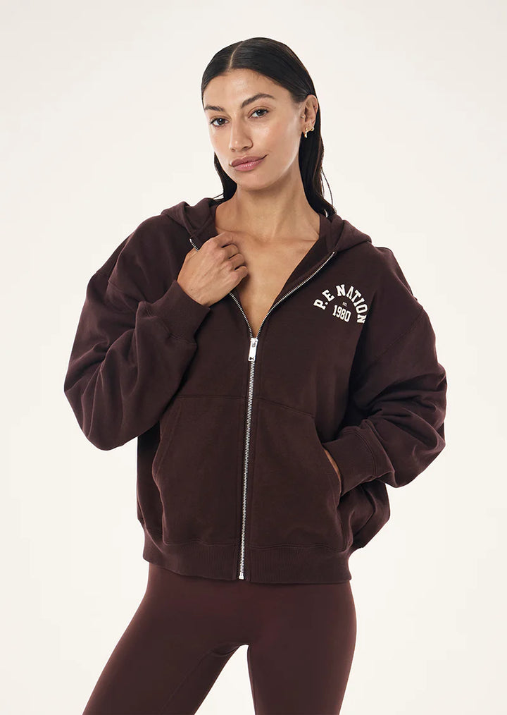 Established Zip Thru Hoodie - Mahogany