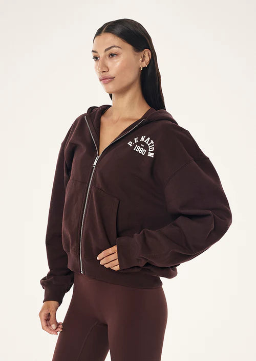 Established Zip Thru Hoodie - Mahogany