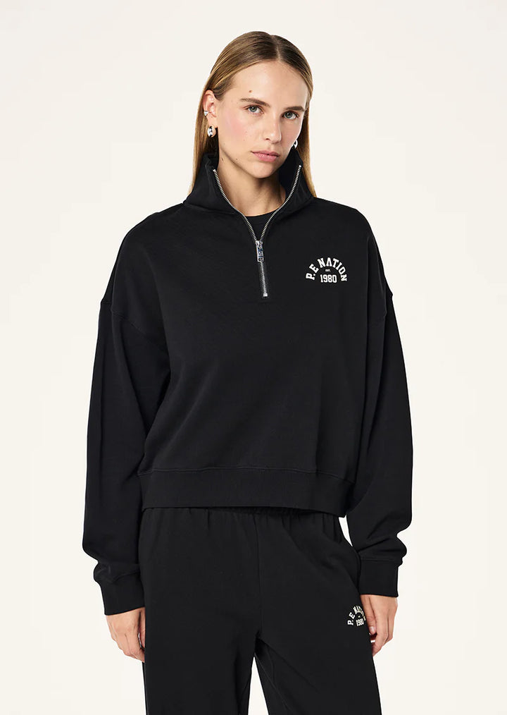 Established Oversized Quarter Zip Sweat - Black