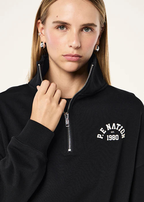 Established Oversized Quarter Zip Sweat - Black