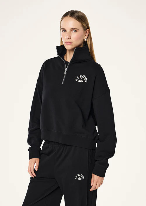 Established Oversized Quarter Zip Sweat - Black