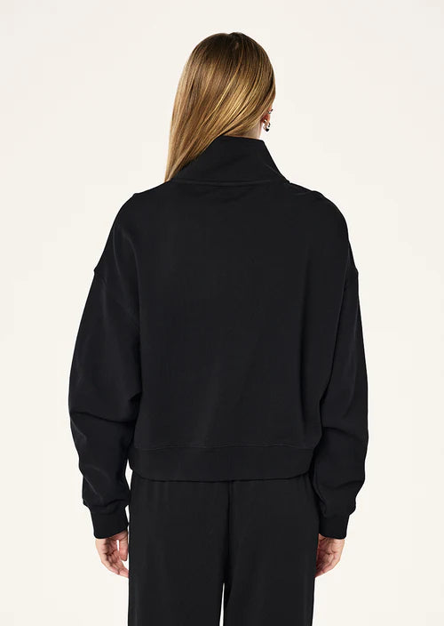 Established Oversized Quarter Zip Sweat - Black