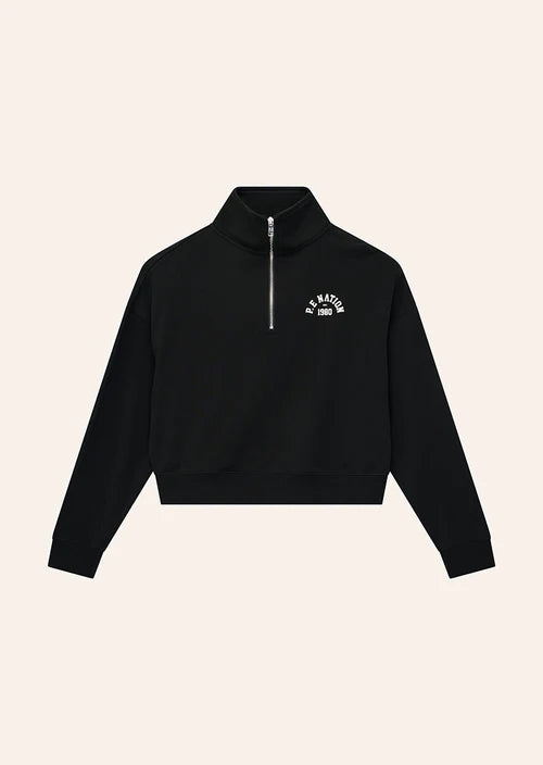 Established Oversized Quarter Zip Sweat - Black